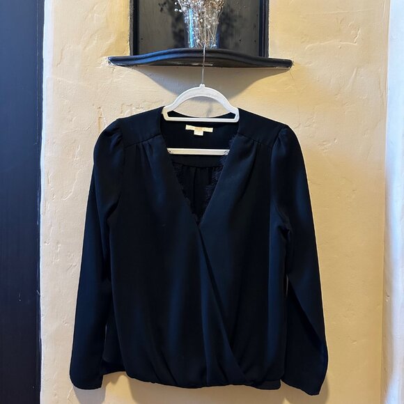 Cooper & Ella Black Livia Wrap Top, Small, Black - Picture 1 of 8